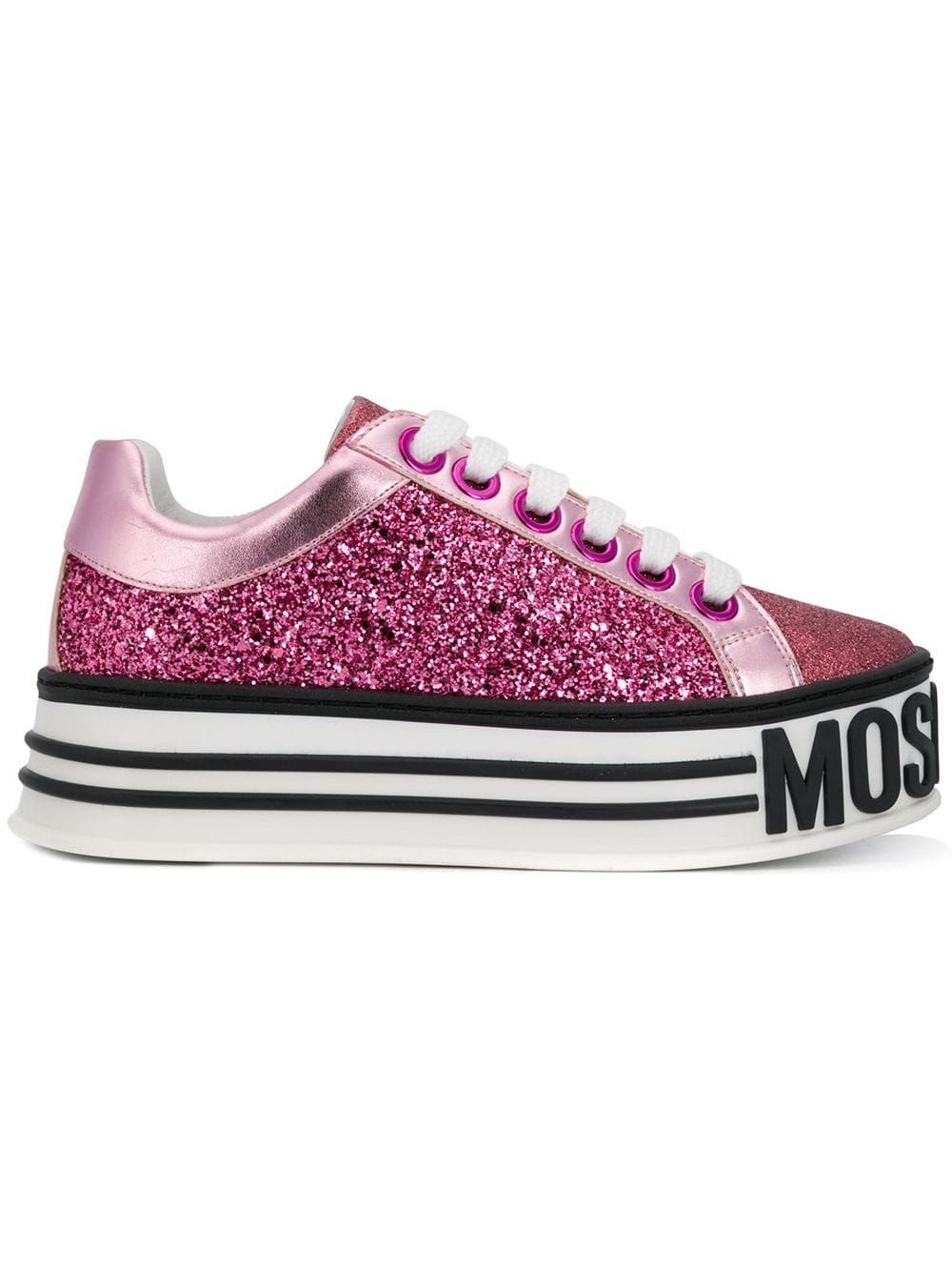 Moschino Pink Glitter Platform Sneakers